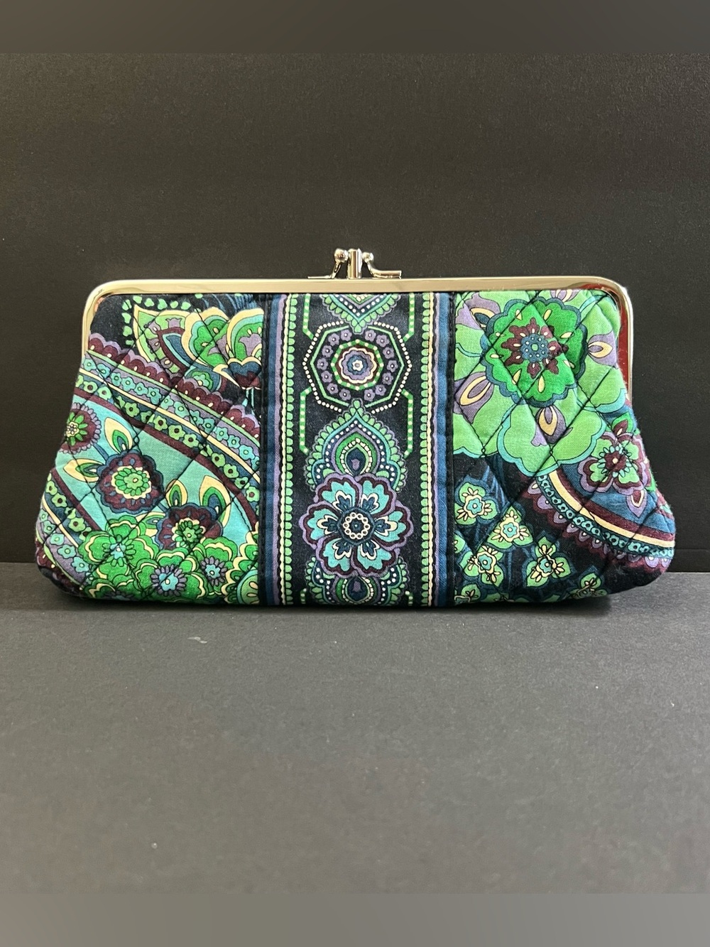 Vera Bradley Blue Rhapsody Two Compartment Kiss Lock Wallet/Clutch